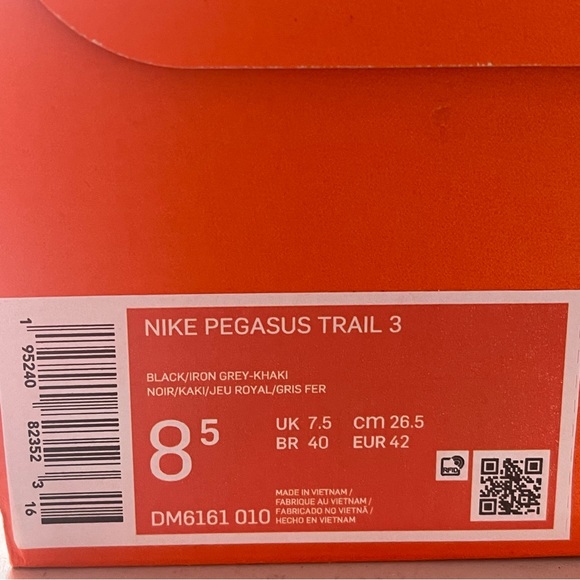 Rare Nike Pegasus Trail 3 Men’s Black Khaki Trail Running Shoes New - Picture 13 of 15